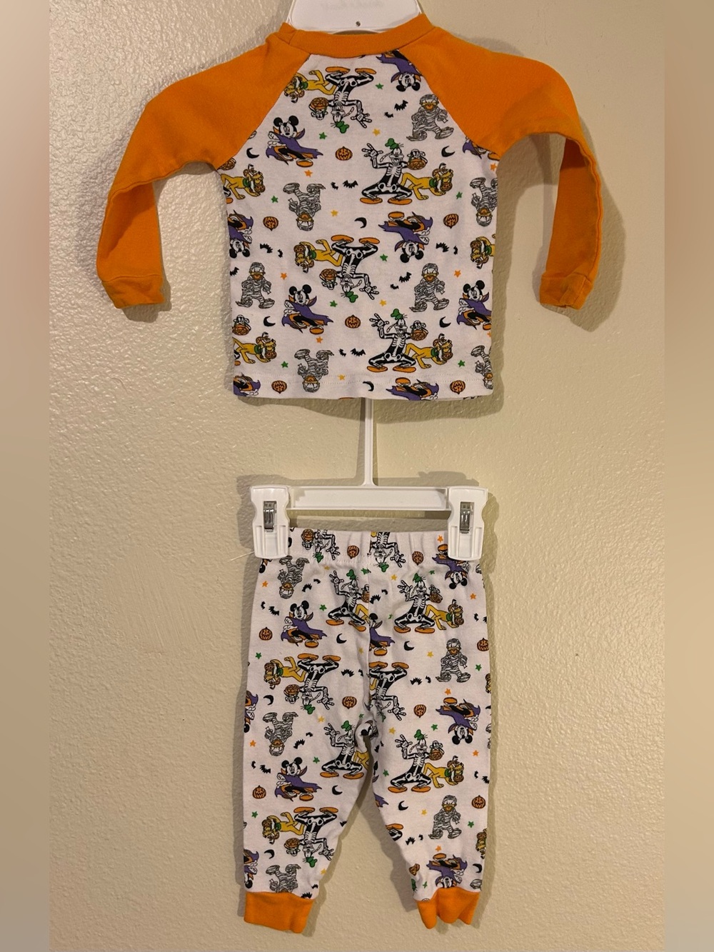 Disney Mickey Mouse Halloween Skeleton Mummy‎ Pajama Set Cotton 12 Months
